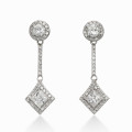 Silver Dangle Earrings with White CZ Stones 