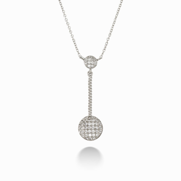 Statement Silver Necklace with Drop Pendant with White CZ Stones