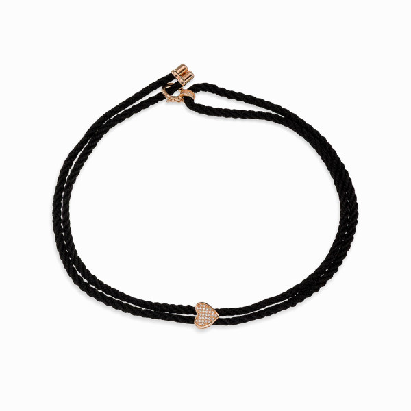 Double Wear Choker Necklace and Bracelet with Rose Gold Plated Heart Motif 