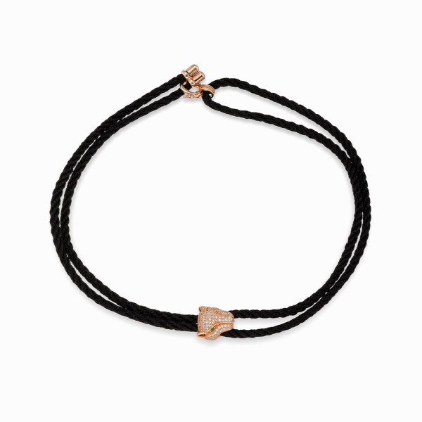 Double Wear Choker and Bracelet with Rose Gold Plated Panther Motif 