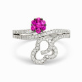 Sterling Silver Ring with White and Pink CZ Stones