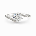 Silver Solitaire Ring with White Center Stone