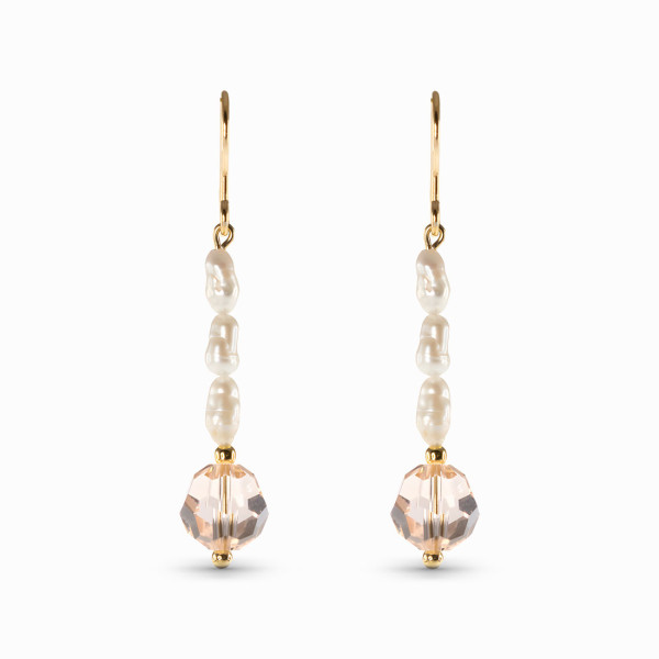 Drop Earrings with Baroque Pearls and Rose Swarovski Crystal