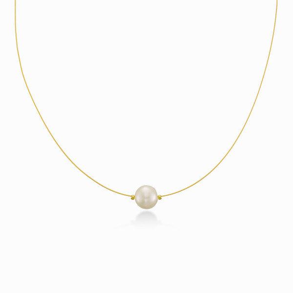 18K Yellow Gold Plated Necklace with Pearl 