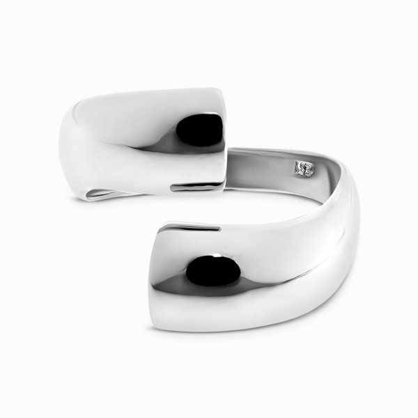Modern Silver Ring in Platinum-Plated 925 Silver