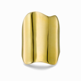 Yellow Gold Plated Chunky Statement Ring with Irregular Design