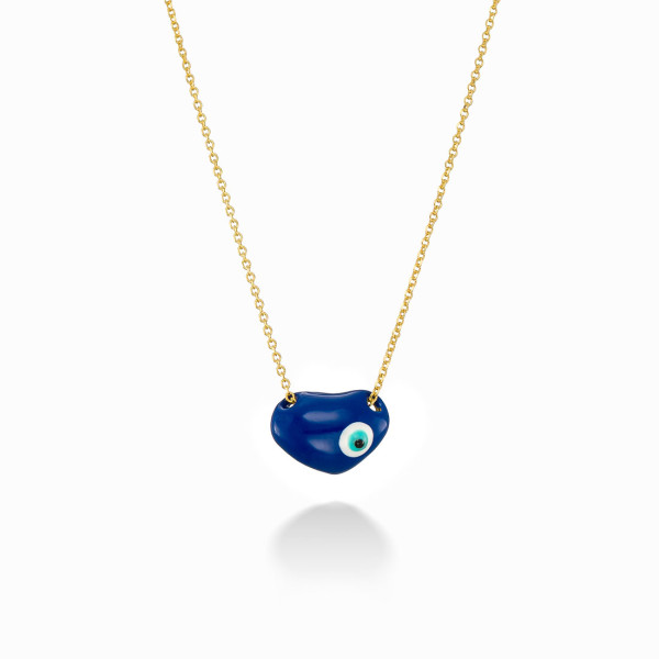 18K Yellow Gold Plated Necklace with Eye Pendant in Heart Shape