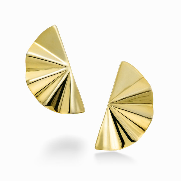 18K Yellow Gold Plated Modern Fan-Shaped Earrings