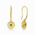 Byzantine Style Dangle Earrings with Green Center Stone