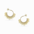 Modern Half Sun 18K Gold Plated Earrings with White CZ Stones