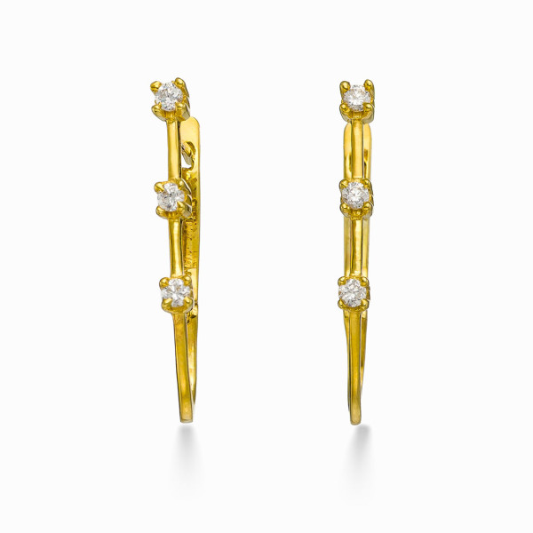 18K Yellow Gold Plated Elegant Three-Stone Earrings