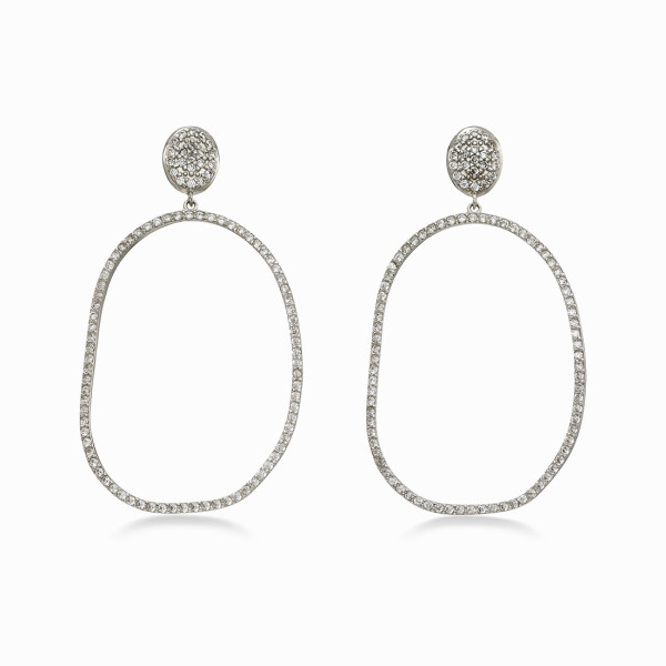 Ασημένια Μοντέρνα Κρεμαστά Σκουλαρίκια με Ζιργκόν 