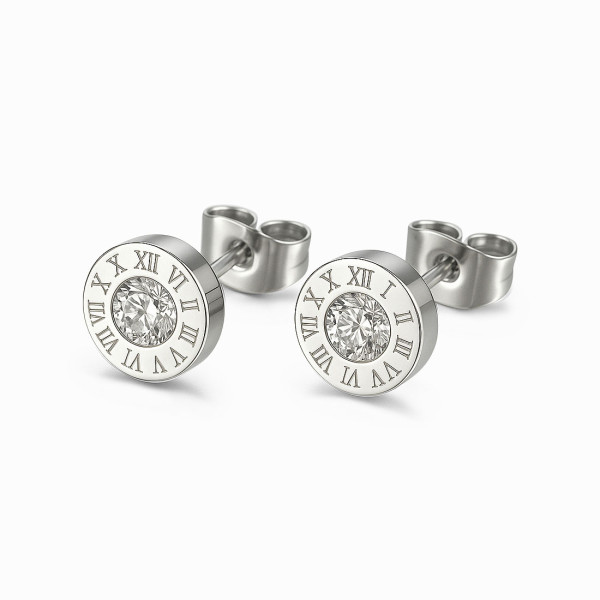 Platinum Plated Roman Numeral Stud Earrings Platinum Plated Roman Numeral Stud Earrings