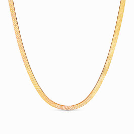 18K Yellow Gold Plates Stainless Steel Herringbone Chain Necklace