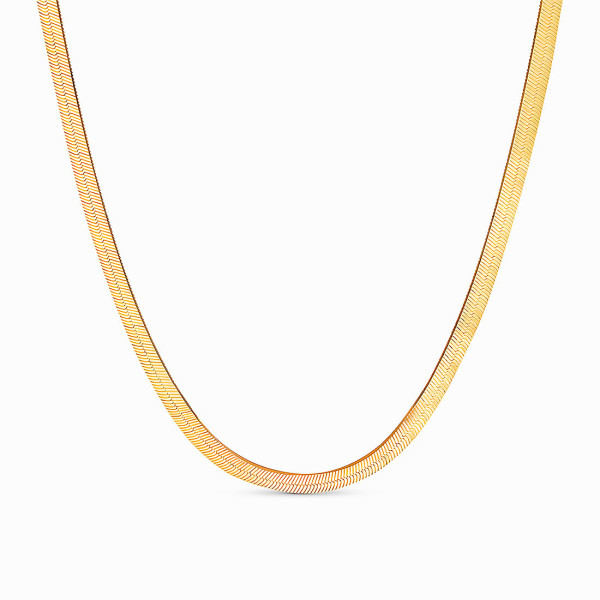 18K Yellow Gold Plates Stainless Steel Herringbone Chain Necklace