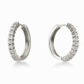 Ασημένια Σκουλαρίκια Κρίκοι με Λευκά Ζιργκόν 