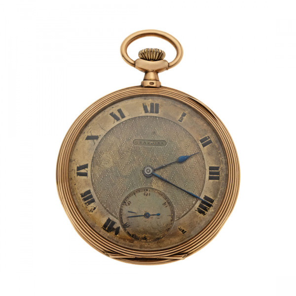 14K Gold Graziosa Pocket Watch engraved with 3 lids and 16 jewels