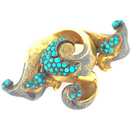 Turquoise Gold Brooch