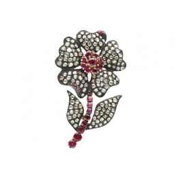 14K Gold and Diamond Brooch