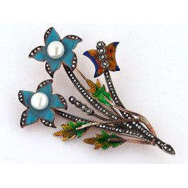 Καρφίτσα με Διαμάντια και Μαργαριτάρια