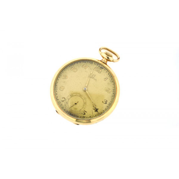 14K Gold Omega Pocket Watch with two Lids