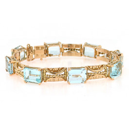 Gold Bracelet with Aquamarines