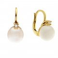 Minimal Σκουλαρίκια με Μαργαριτάρια και Διαμάντια σε Χρυσό Κ18