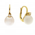 18K Gold Minimal Earrings adorned with Pearls and Diamonds