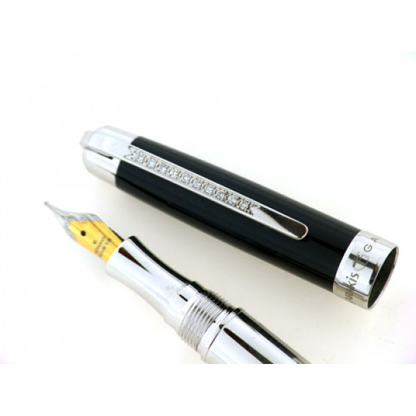 Platinum Plated Silver Diamond Fountain Pen 