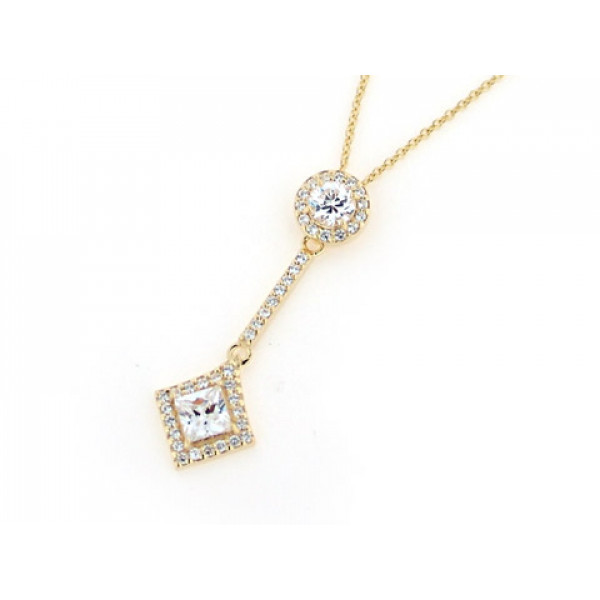 White Sapphire Pendant set in Gold Plated Silver