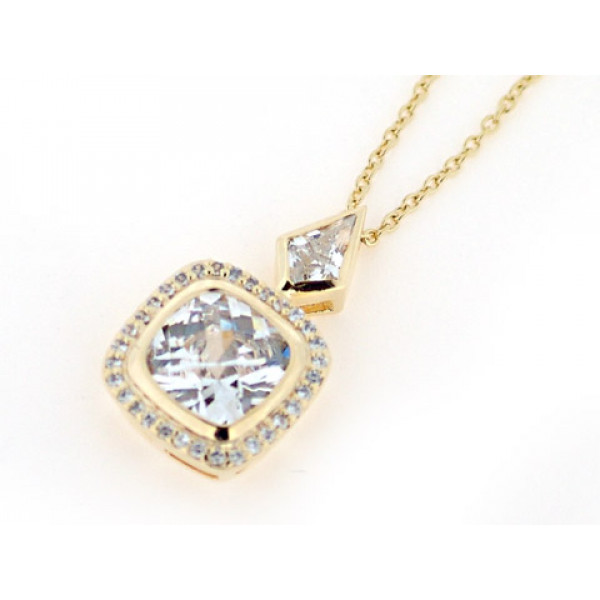 Gold Plated Pendant with White Sapphires