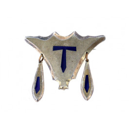 Silver Brooch with Blue Enamel