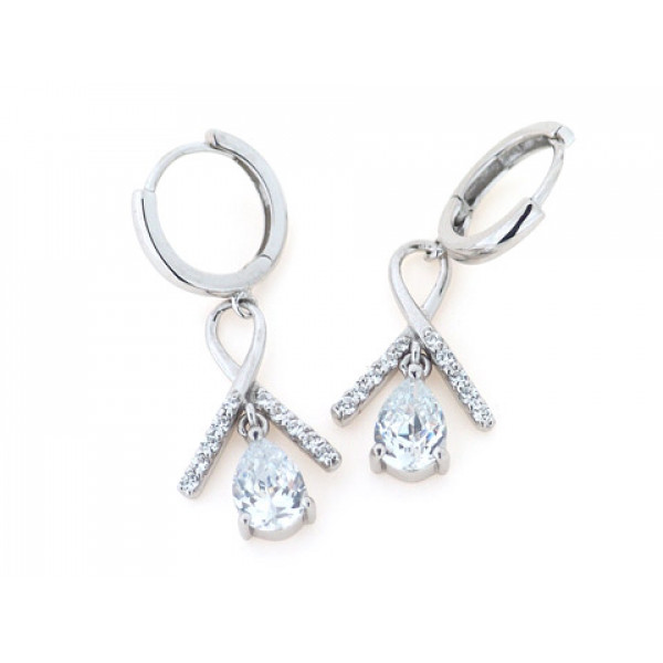 Silver Earrings adorned with White Sapphires