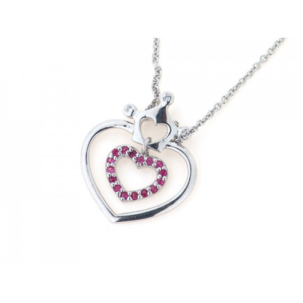 Garnet Heart Pendant set in Platinum Plated Silver