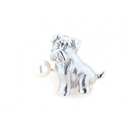 Platinum Plated Silver Dog Pin