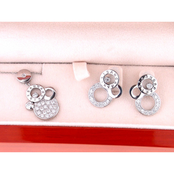 Platinum Plated Silver Pendant and Earrings Set