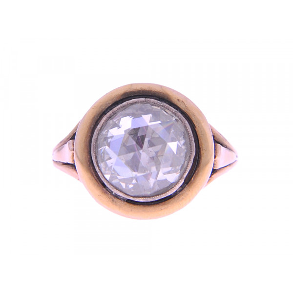 19th Century Solitaire Diamond 18K Gold Ring