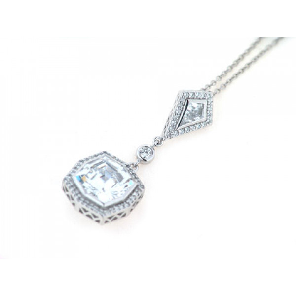 Platinum Plated Silver Solitaire Pendant