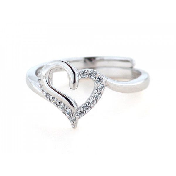 Platinum Plated Silver Heart Ring