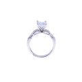 Platinum Plated Silver Solitaire Ring with White Sapphires