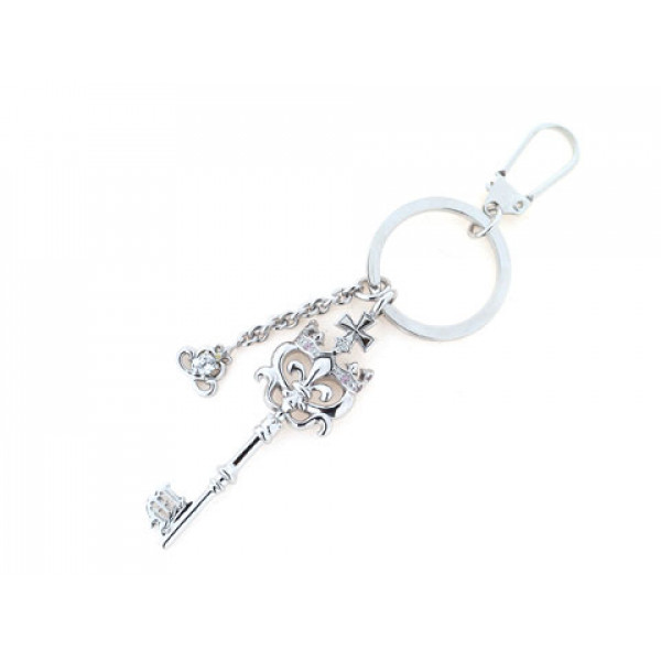 Platinum Plated Key Ring with White Sapphires