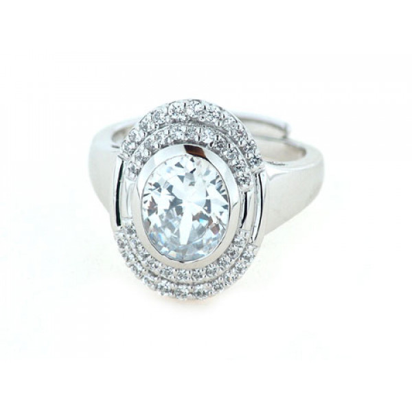 Platinum Plated Silver Solitaire Ring