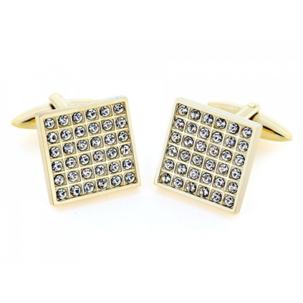 Gold Plated Silver Cufflinks adorned with White Sapphires