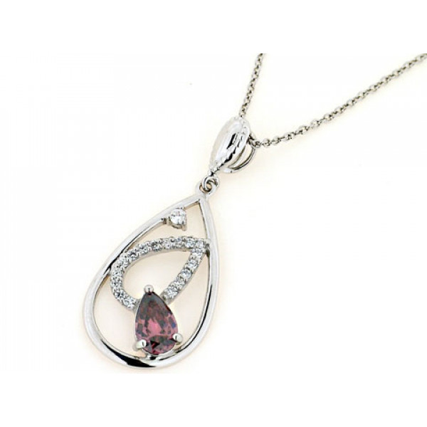 Platinum Plated Pendant with Sapphires and Spinel
