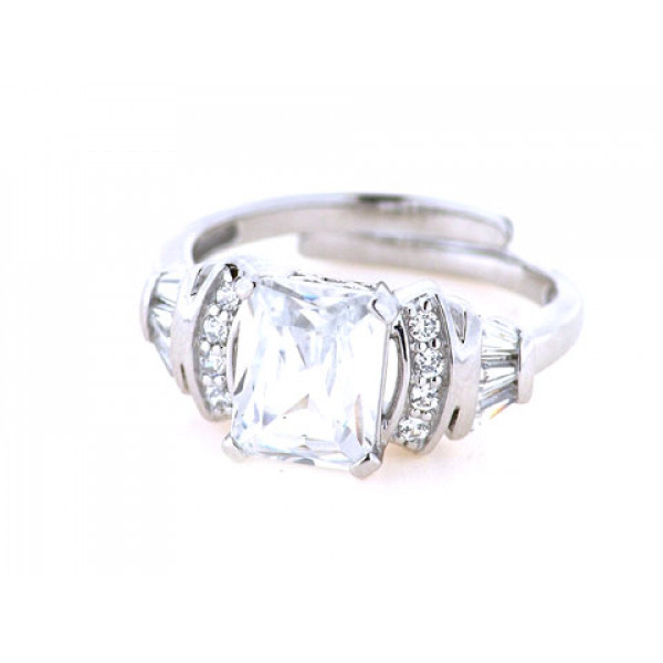 Platinum Plated Silver Solitaire Ring