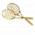 14K Gold Brooch Tennis Racket with a Diamond and a Pearl