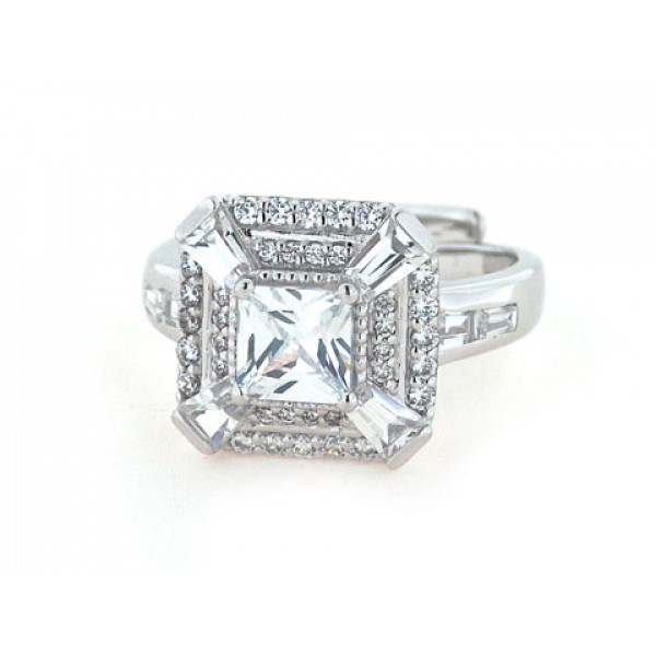 Platinum Plated Silver Solitaire Ring