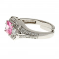 Platinum Plated Silver Ring with a Pink Quartz and White Sapphires