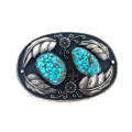 Buckle belt made of silver with turquoise