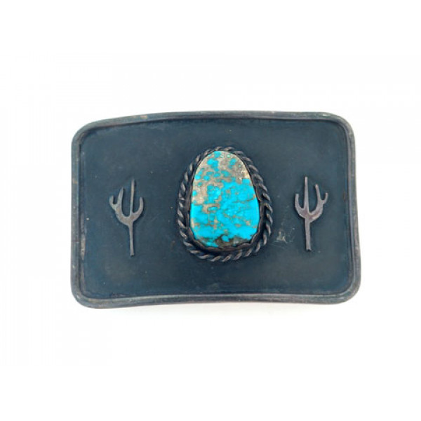 Belt Buckle made of silver with turquoise